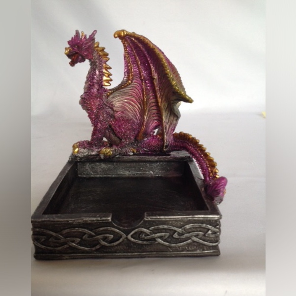 NIB pink gold dragon figurine with notepad box